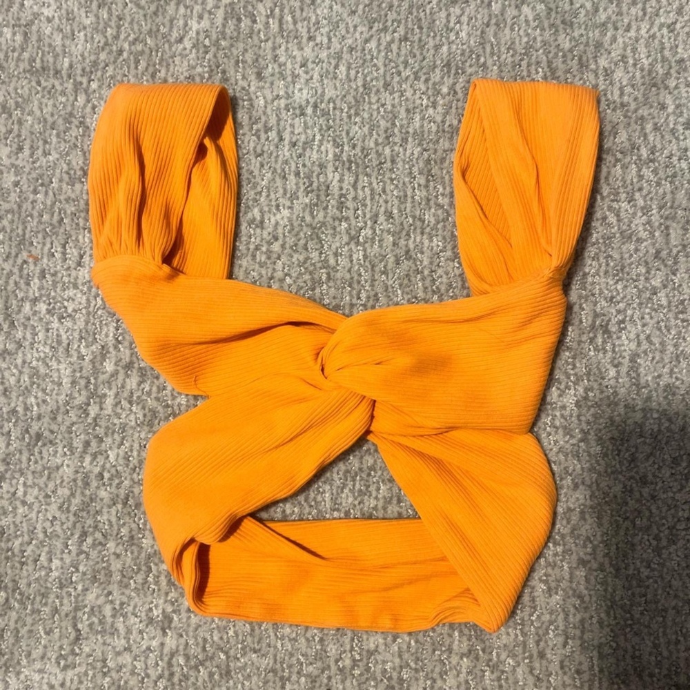orange backless crop top